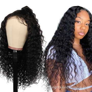 Wholesale Deep Wave Curly Lace Front Wigs Brazilian 100% Virgin Human Hair Transparent HD Lace Frontal Wig for Black Women